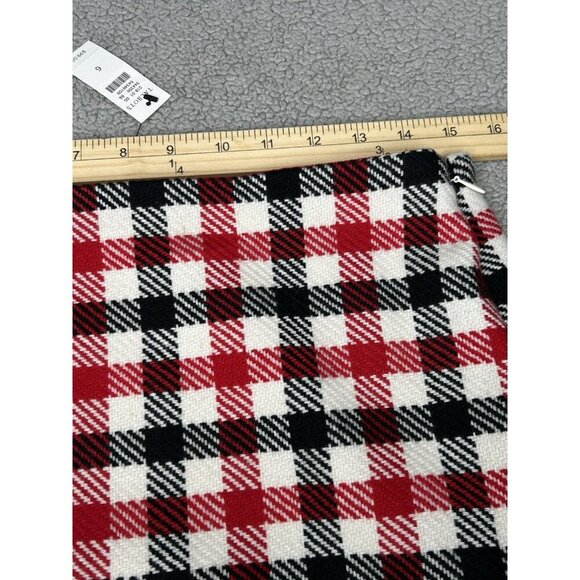 Talbots Skirt Size 6 Wool Blend Red Black Plaid Side Zip Above Knee Preppy - Picture 7 of 10